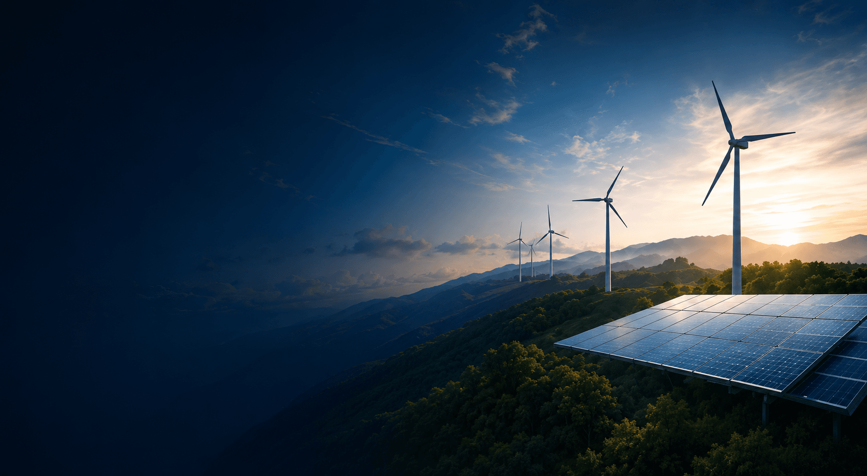 Wind turbines and solar panels